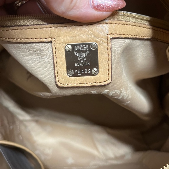 MCM Embossed beige Leather 2 way Shoulder Bag - Picture 7 of 12